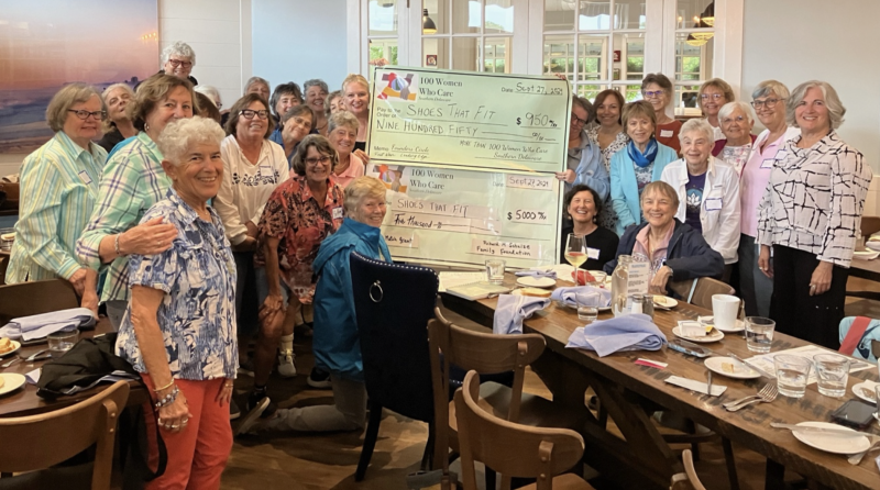 Members of 100 Women Who Care Southern Delaware and other supporters gathered Sept. 27 for the check presentations to Shoes That Fit Delaware Chapter. Shown are Lisa Soens, Deanna Duby, Barbara Brooks, Carol Scileppi, Karin Westermann, Valerie McNickol, Debbie Short, Sandra Skidmore, Carolyn Kelly, Kathy Oberto, Carol Huckabee, Cynthia Wise, Lynn Barberi, Kathy Zimmerman, Pat Nichols, Shelley Grabel, Dotti Outland, Carolyn Kelley, Jane Knauss, Zita Dresner, Jean Brolund, Randee Exler, Sheryl Schulte, Sparky Jones, Jeri Berc, Kim King, Denny Pintello and Nancy Commisso. SUBMITTED PHOTO